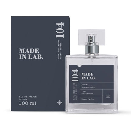 Eau de Parfum Made In Lab No104, 100 ml, sticlă transparentă, ambalaj gri