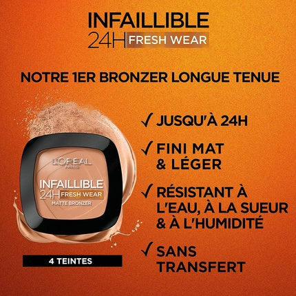 Bronzer, L'Oreal Paris, Infallible 24H Longwear Soft Matte, 250 Light Clair