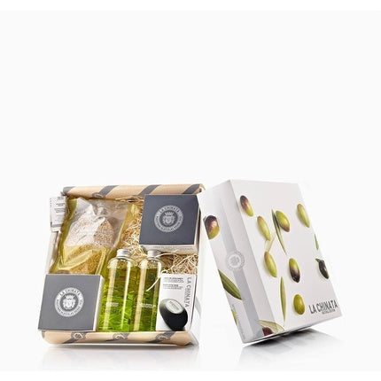 Kit cadou facial La Chinata, Natural Edition, cutie cu ambalaj natural, verde și alb