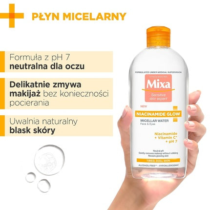 Apă micelară, Mixa, Niacinamide Glow, 400ml