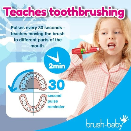 Periuță de dinți electrică copii, Brush-Baby KidzSonic, lumini disco, dinozaur