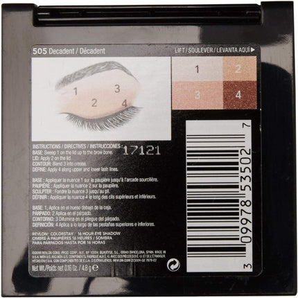 Paletă farduri ochi, Revlon ColorStay 505 Decadent, 4 culori, aplicator dublu