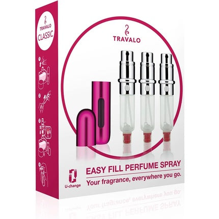 Atomizor parfum Travalo, set, roz fluorescent
