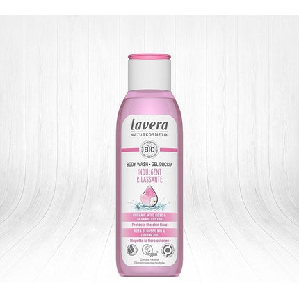 Gel de Duș, Lavera, Indulgent, Organic Wild Rose and Cotton, Roz, 250ml