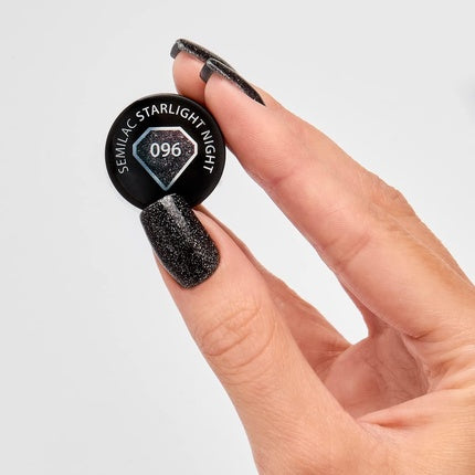 Semilac Starlight Night 096, Gel Polish, Negru cu strălucire, 7ml