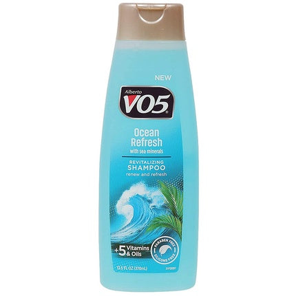 Șampon VO5 Herbal Escapes Ocean Refresh, ambalaj turcoaz cu capac bej