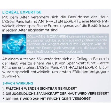 Cremă facială L'Oréal Paris Anti-Wrinkle Expert 35+ cu Colagen Biosfere, 50ml