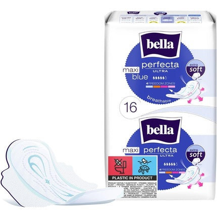 Bella Perfecta Ultra Maxi Blue Long cu Aripioare, Extra Moale, Alb-Albastru