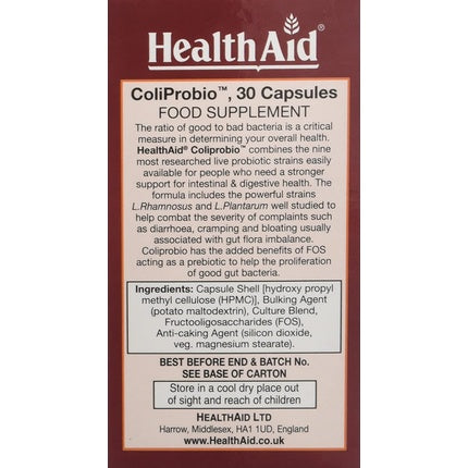Probiotice, HealthAid, ColiProbio 30 capsule vegetale