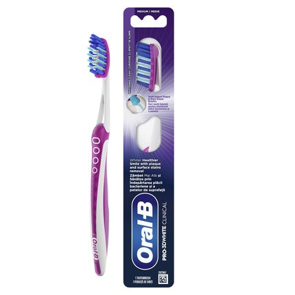 Periuță de dinți Oral-B Pro-3D White Clinical manuală, violet și alb