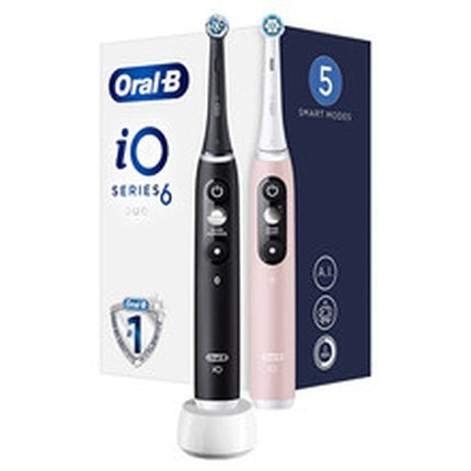 Periuță Electrică Oral-B iO Series 6, Set Duo 2 buc, Negru și Roz Sable