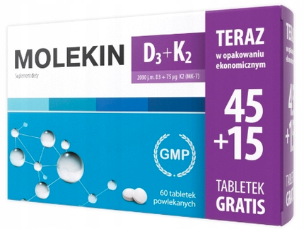 Supliment alimentar Molekin D3+K2 2000 UI + 75 mcg, 45 capsule