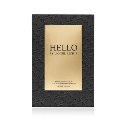 Parfum Masculin Lionel Richie Hello for Men 3.4oz, design negru și auriu