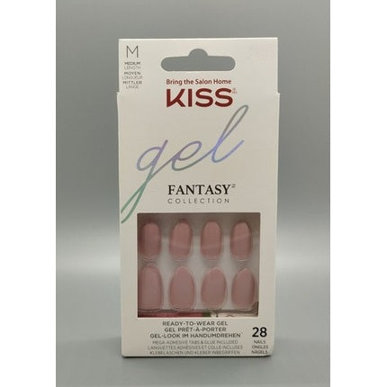 Unghii false Kiss Gel Fantasy Collection, Mărime Medium, Culoare Nude, cu Lipici