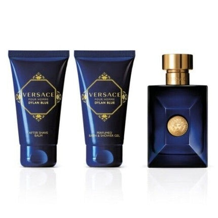 Set Cadou Versace Dylan Blue, 3 piese, 150ml (EDT 50ml + Gel Duș 50ml + Balsam Aftershave 50ml), Parfum Masculin