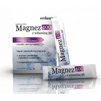 Supliment dietetic, Vitadiet, Magneziu 400 cu vitamina B6, 14 pliculețe