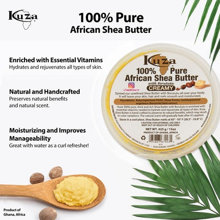 Unt de Corp, Kuza, 100% Shea Africană, Cremă, 425g