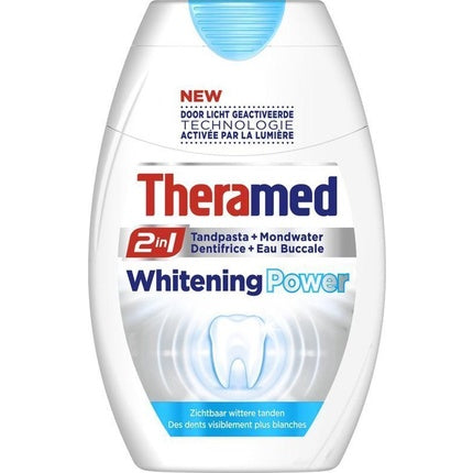 Pastă de dinți Theramed Whitening Power 2 în 1, Gel textură, Alb/Albastru, 105 g