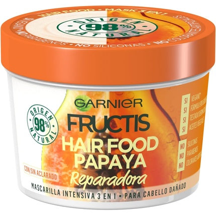 Masca reparatoare pentru par deteriorat, Garnier Fructis Hair Food Papaya, 390ml