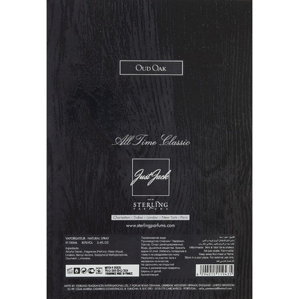 Eau De Parfum Just Jack Oud Oak 100ml, transparent