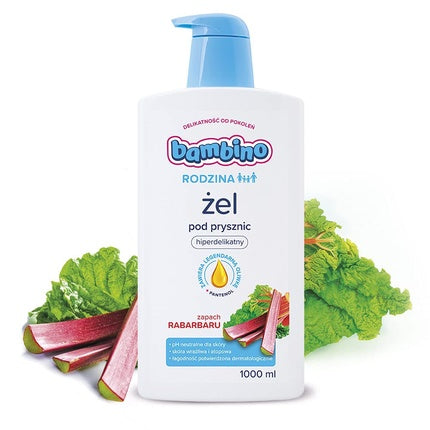 Gel de duș Bambino Family cu parfum de rubarbă, 1000 ml