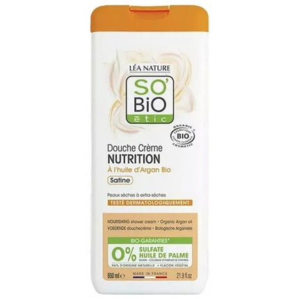 Lea Nature So Bio Etic, Cremă de duș Nutrition cu Ulei de Argan Organic, 650ml, Satin