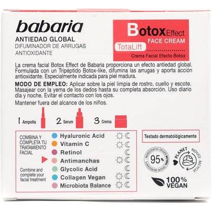 Cremă facială, Babaria, Botox Effect, 50 ml