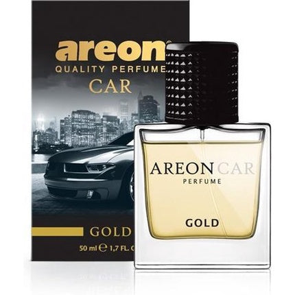 Parfum Auto Areon Gold 50ml - Sticlă transparentă cu lichid auriu