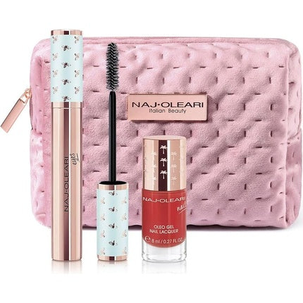 Set Cosmetice Naj Oleari, Wear The Volume Mascara & Oleo Gel Nail Lacquer, Roz, Pochette