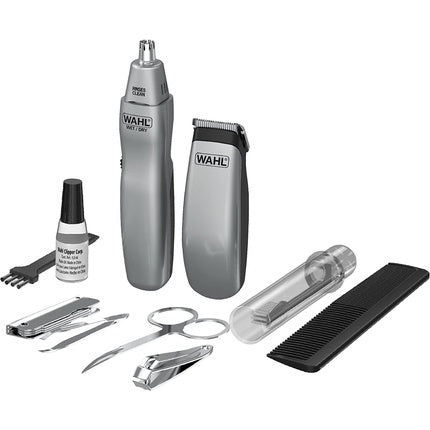 Trimmer pentru barbă, Wahl, set de voiaj, argintiu