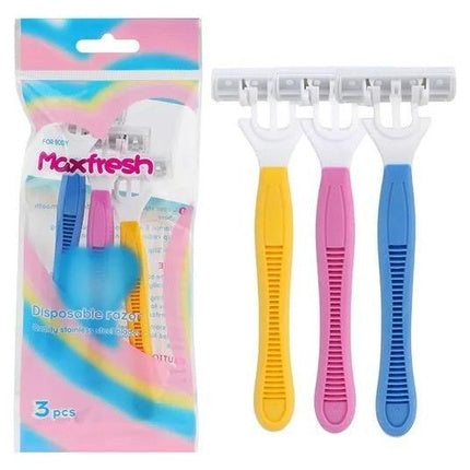 Set Rasoare Dispozabile Dreamfix Maxfresh, 3 lame, cu bandă lubrifiantă, culori pastel (galben, roz, albastru)