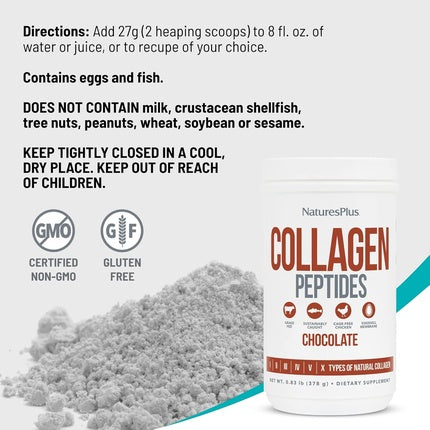 Supliment, Natures Plus, Collagen Peptides, ciocolată, pudră