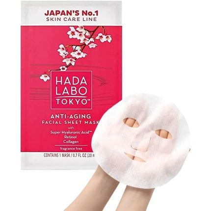 Hada Labo Tokyo, Masca de față tip foaie, Anti-Aging, Roșu, 20 ml