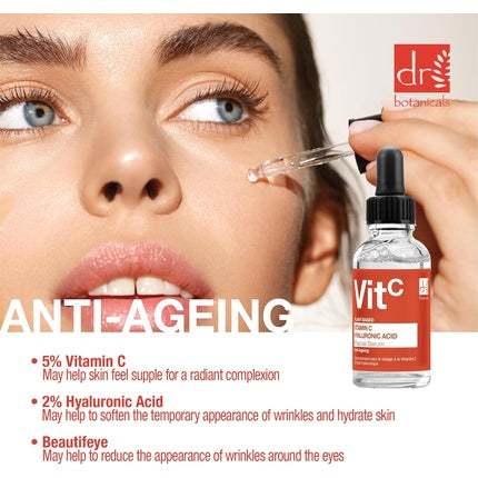 Ser facial, Dr Botanicals, vitamina C 5%, acid hialuronic