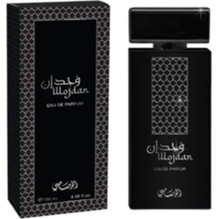 Rasasi Wojdan Eau De Parfum, 100ml, sticlă neagră cu model geometric argintiu