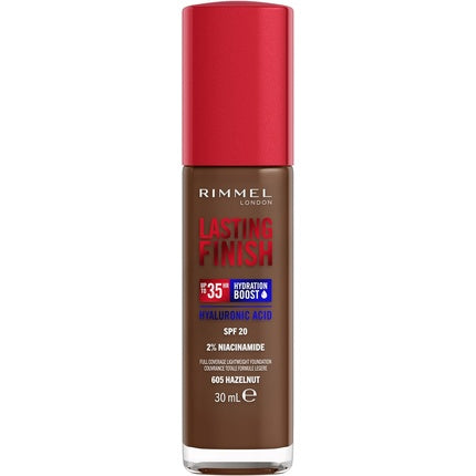 Fundă de machiaj Rimmel London Lasting Finish 605 Hazelnut, Full Coverage, Hidratant, 30 ml