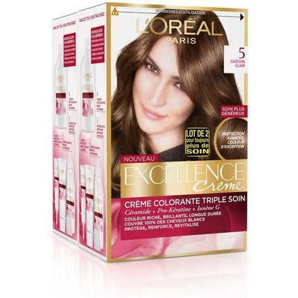 Vopsea de păr L'Oréal Paris Excellence Crème Chestnut 5.00, 1 cutie