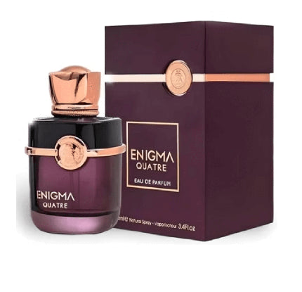 French Avenue Fragrance World Enigma Quatre Eau De Parfum, 100ml, sticlă violetă cu detaliu auriu