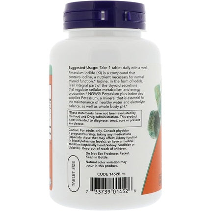Supliment alimentar NOW Foods Potassium Plus Iodine, 180 tablete