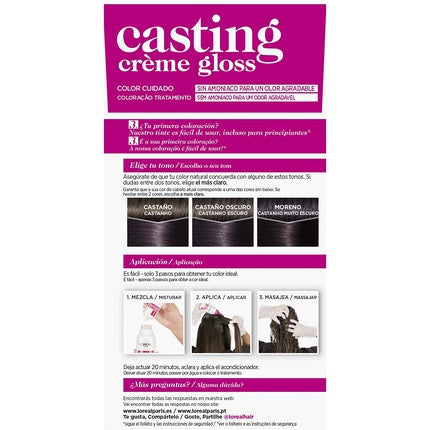 Vopsea de păr L'Oréal, Casting Creme Gloss 310, Castaniu Înghețat Întunecat, 82 g