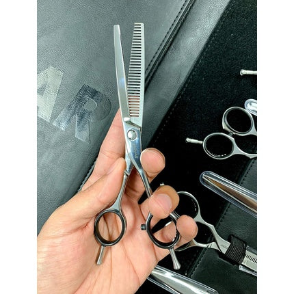 Foarfece de păr Jaguar Diamond CC 39, modelare cu dinți și micro-sințuri, argintiu