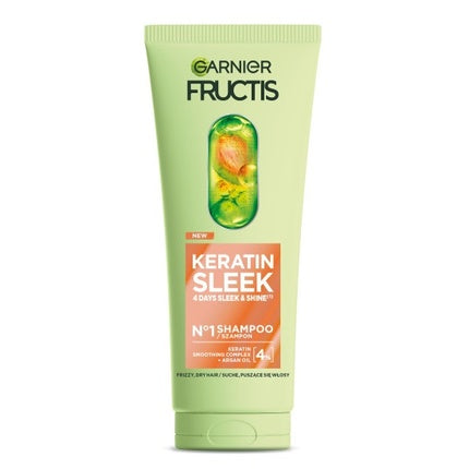 Șampon Garnier Fructis Keratin Sleek, 200ml, pentru păr uscat și creț