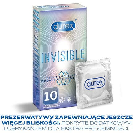 Prezervative Durex Invisible, extra subțiri, lubrifiate, 10 bucăți