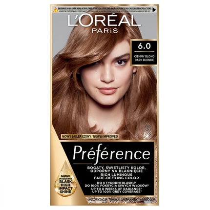 Colorație păr L'Oréal Preference, 6.0 Blond Întunecat