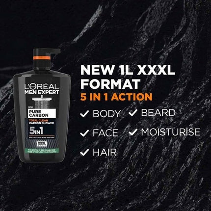 Gel de duș, L'Oréal, Men Expert Pure Carbon, negru