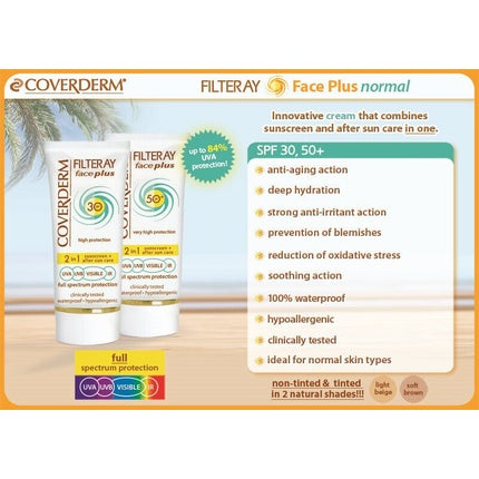 Cremă protecție solară, Farmecco, Filteray Face Plus SPF30, alb, 50ml