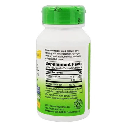 Capsule Vegetariene, Natures Way, Gotu Kola, 100 buc, alb-verde