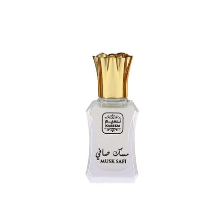 Parfum Naseem Musk Safi, 12ml, sticlă transparentă, dop auriu