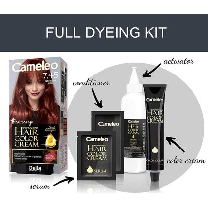 Creme vopsea păr Cameleo Intensive Red 7.45, kit complet vopsire