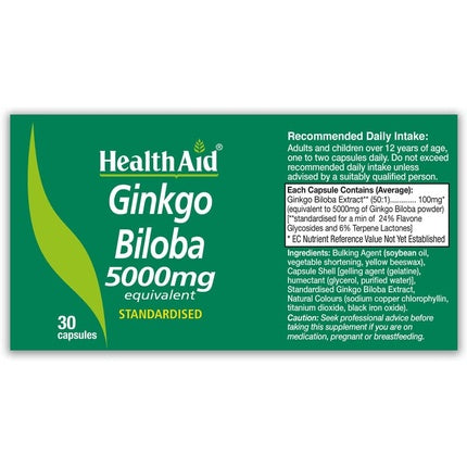 Extract Ginkgo Biloba, HealthAid, 5000mg, 30 capsule